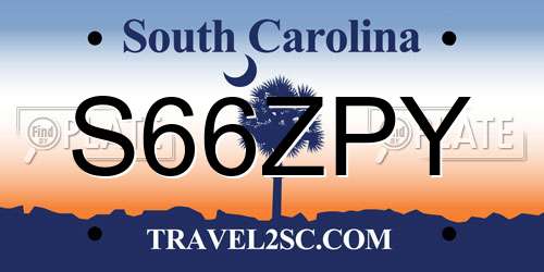 S66ZPY South Carolina License Plate