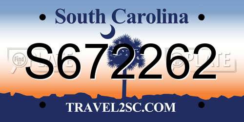 S672262 South Carolina License Plate