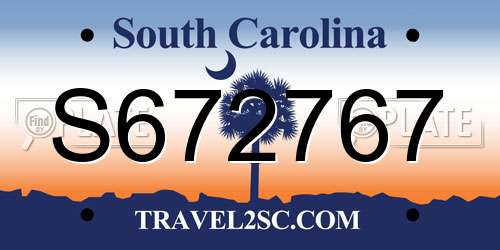 S672767 South Carolina License Plate