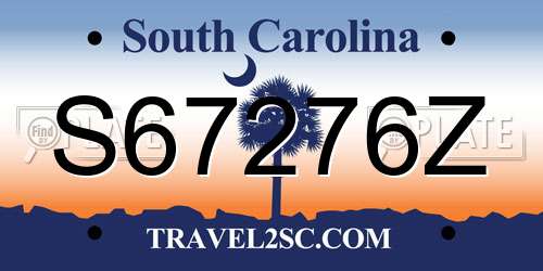 S67276Z South Carolina License Plate