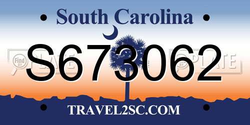 S673062 South Carolina License Plate