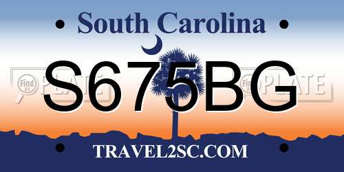 S675BG South Carolina License Plate