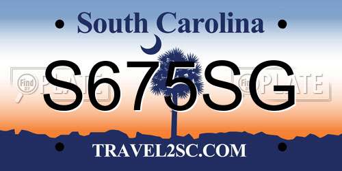 S675SG South Carolina License Plate