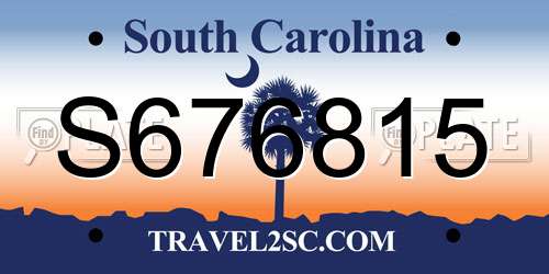 S676815 South Carolina License Plate