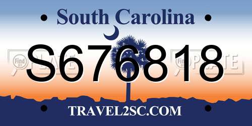 S676818 South Carolina License Plate