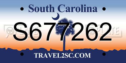 S677262 South Carolina License Plate