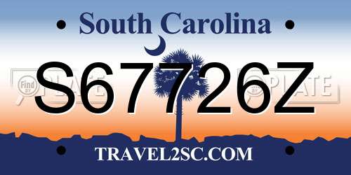S67726Z South Carolina License Plate