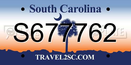 S677762 South Carolina License Plate
