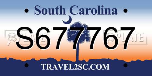 S677767 South Carolina License Plate