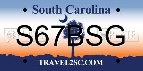 S67BSG South Carolina License Plate