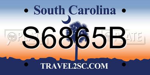 S6865B South Carolina License Plate