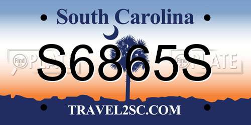 S6865S South Carolina License Plate