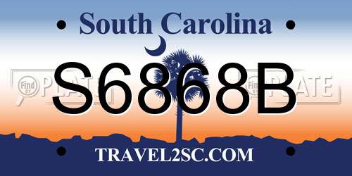 S6868B South Carolina License Plate