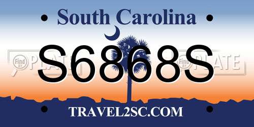 S6868S South Carolina License Plate