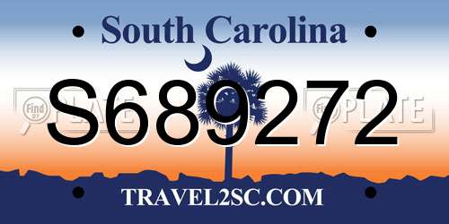 S689272 South Carolina License Plate