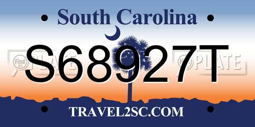 S68927T South Carolina License Plate