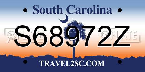 S68972Z South Carolina License Plate