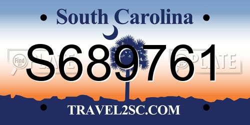 S689761 South Carolina License Plate