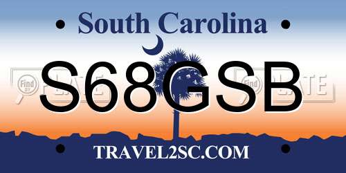 S68GSB South Carolina License Plate