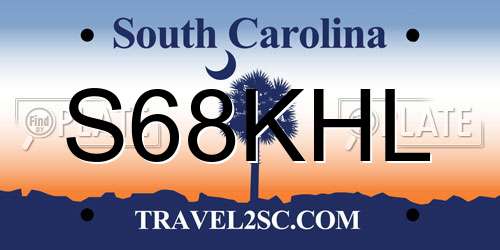S68KHL South Carolina License Plate