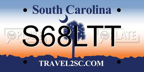 S68LTT South Carolina License Plate