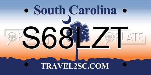 S68LZT South Carolina License Plate