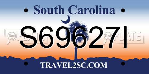 S69627I South Carolina License Plate