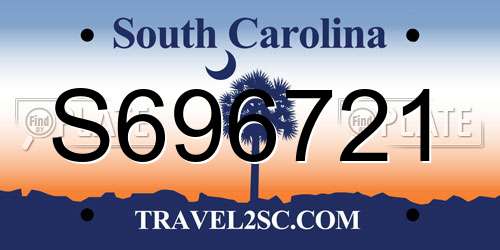 S696721 South Carolina License Plate