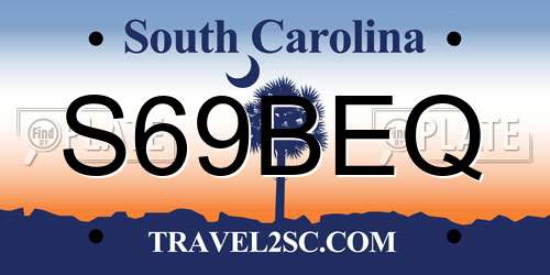 S69BEQ South Carolina License Plate