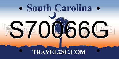 S70066G South Carolina License Plate