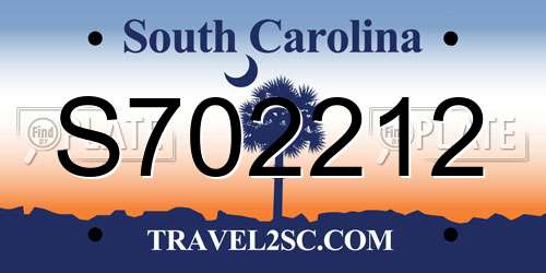 S702212 South Carolina License Plate