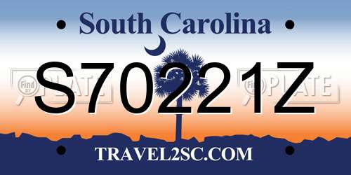 S70221Z South Carolina License Plate