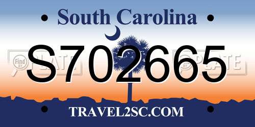 S702665 South Carolina License Plate