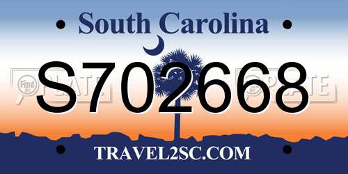 S702668 South Carolina License Plate