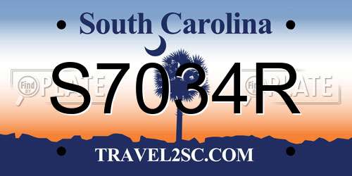S7034R South Carolina License Plate