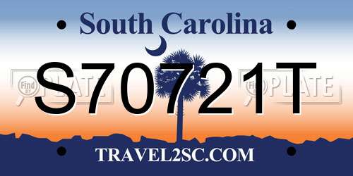S70721T South Carolina License Plate
