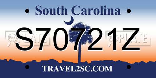 S70721Z South Carolina License Plate