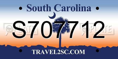 S707712 South Carolina License Plate