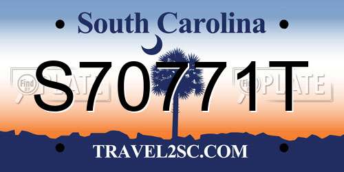 S70771T South Carolina License Plate