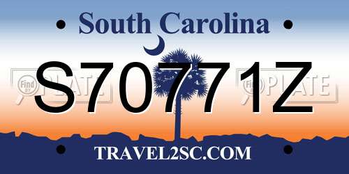 S70771Z South Carolina License Plate