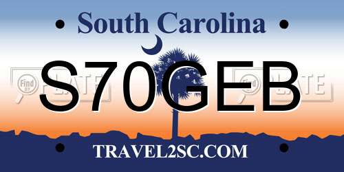 S70GEB South Carolina License Plate