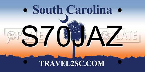 S70JAZ South Carolina License Plate