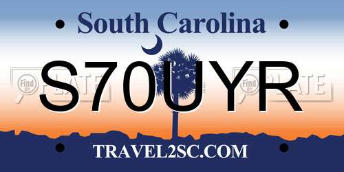 S70UYR South Carolina License Plate
