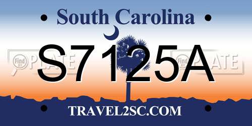 S7125A South Carolina License Plate