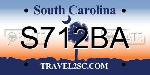 S712BA South Carolina License Plate