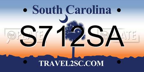 S712SA South Carolina License Plate