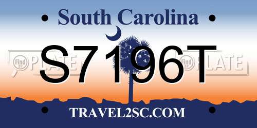 S7196T South Carolina License Plate