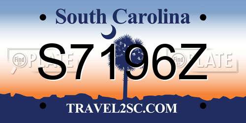 S7196Z South Carolina License Plate