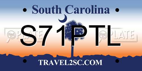 S71PTL South Carolina License Plate