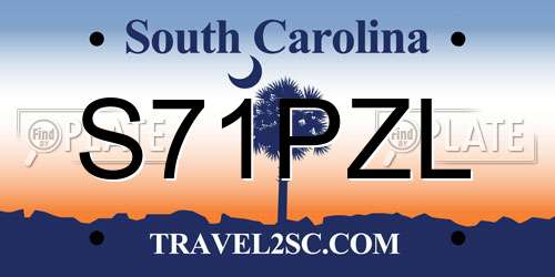 S71PZL South Carolina License Plate